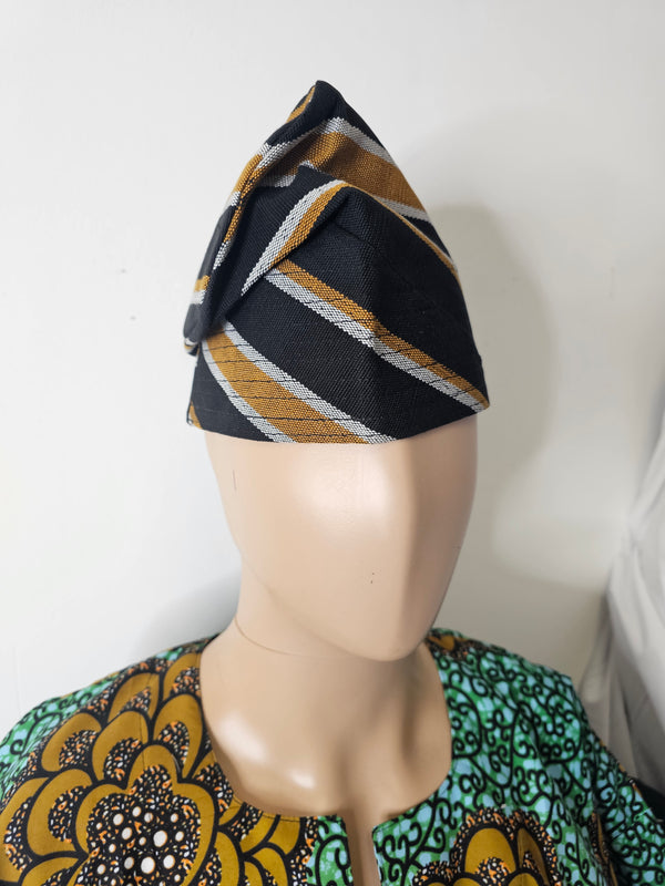 Gold & Black Luxury African Men Cap for Traditional Ceremoneis