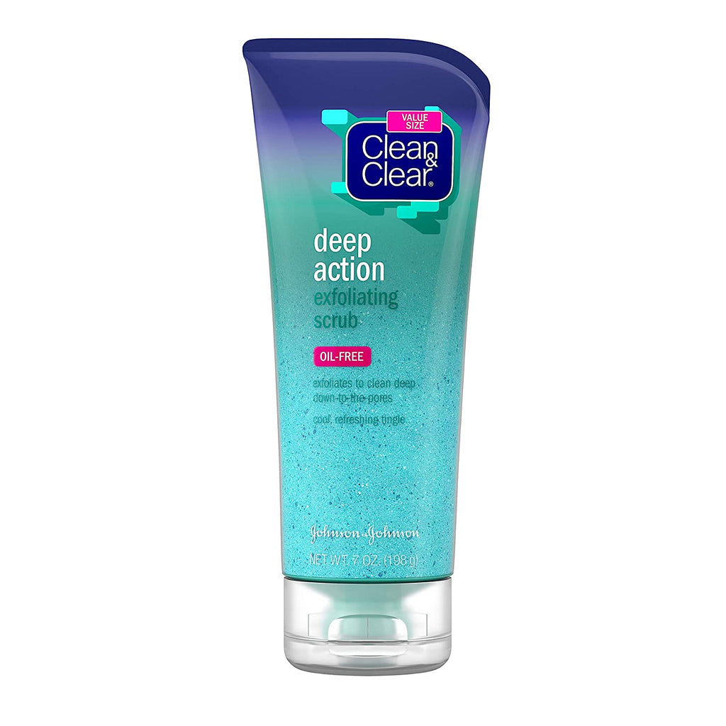 Clean & Clear Oil-Free Deep Action Exfoliating Facial Scrub, Cooling Face Wash for Deep Pore Cleansing