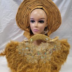 Gold Wedding Feathers Hand Fan