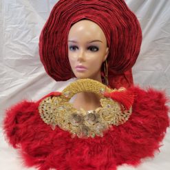 Beautiful Red African Traditional Feather Hand Fan