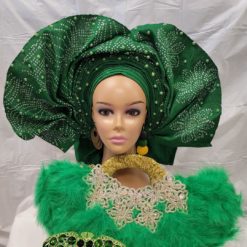 Elegant Green Headtie Aso Oke