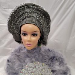Bridal gray Feather Handfan
