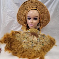 Gold Bridal Feathers Hand Fan