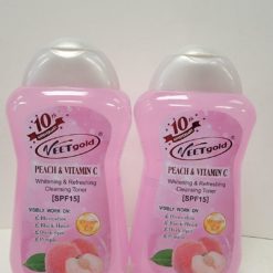 Veetgold peach & vitamin C whitening & refreshing cleaning toner spf15