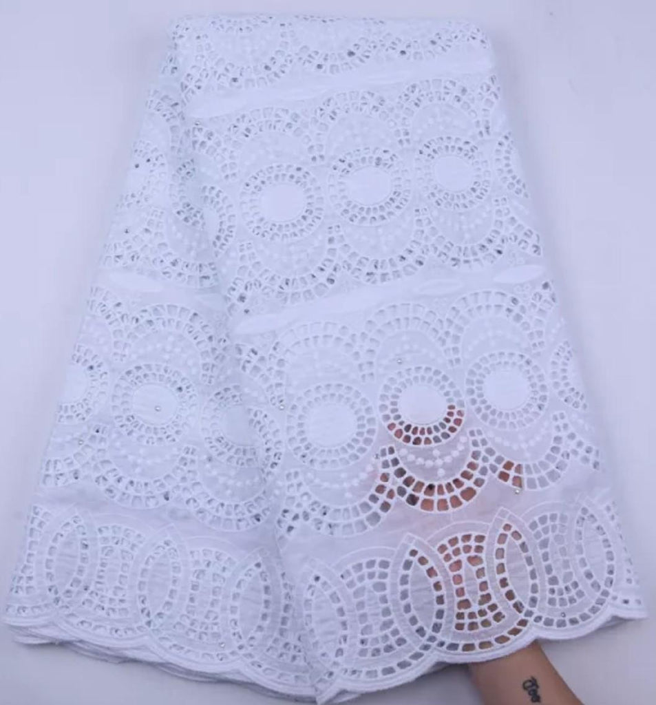 Elegant White Fabric Swiss Dry Lace Cotton Lace Materia
