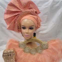 Beautiful Peach Readymade Headtie