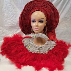 Red Feathers Hand Fan