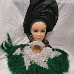 Beautiful Green African Traditional Aso Oke Headtie