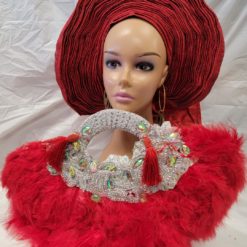 POWDER BLUE FEATHER HAND FAN