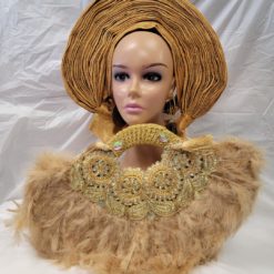 Classic Beautiful Gold Feathers Bridal Hand Fan