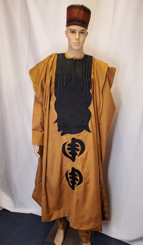4 PIECES SOPHISTICATED EMBROIDERY AGBADA MEN TRADITIONAL OUTFIT  AFRICAN CLOTHING