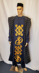 AFRICAN MEN AGBADA EMBROIDERY DANSKI MEN TRADITIONAL OUTFIT + CAP