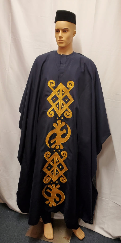 AFRICAN MEN AGBADA EMBROIDERY DANSKI MEN TRADITIONAL OUTFIT + CAP