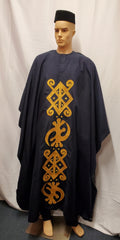 AFRICAN MEN AGBADA EMBROIDERY DANSKI MEN TRADITIONAL OUTFIT + CAP