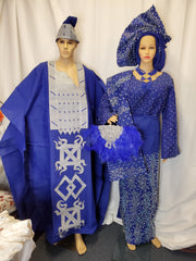 ELEGANT BEAUTIFUL ROYAL BLUE BRIDAL/ CELEBRITY COMPLETE SET TRADITIONAL OUTFITS