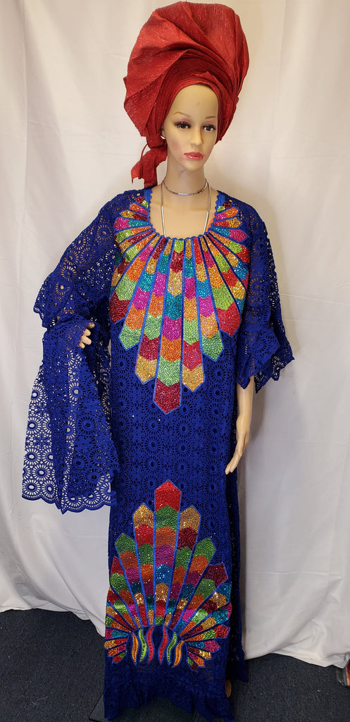 BEAUTIFUL HIGH-QUALITY SENEGALESE ROYAL BLUE READMADE DRESS