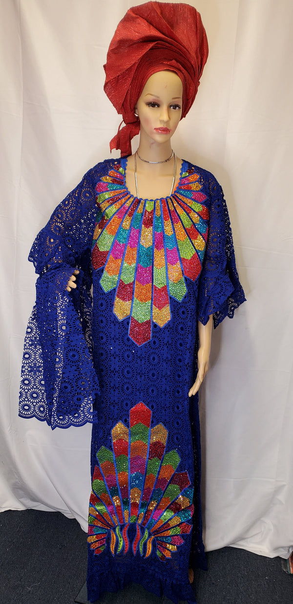 BEAUTIFUL HIGH-QUALITY SENEGALESE ROYAL BLUE READMADE DRESS