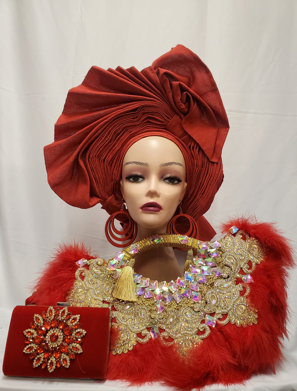 READY-MADE TIE ASO OKE AUTO GELE AFRICA TRADITIONAL HEADTIE