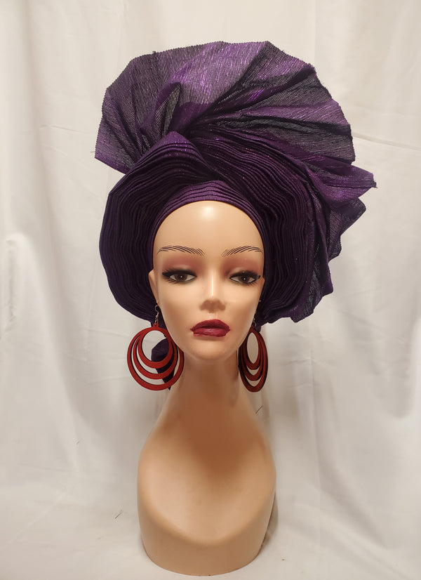 LOVELY PURPLE READY-MADE HEADTIE ASO OKE