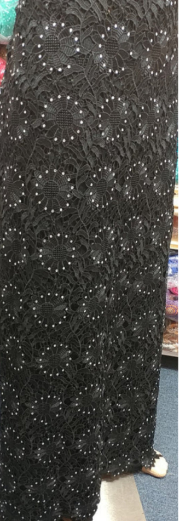 FULLY STONES BLACK CORD LACE FABRIC