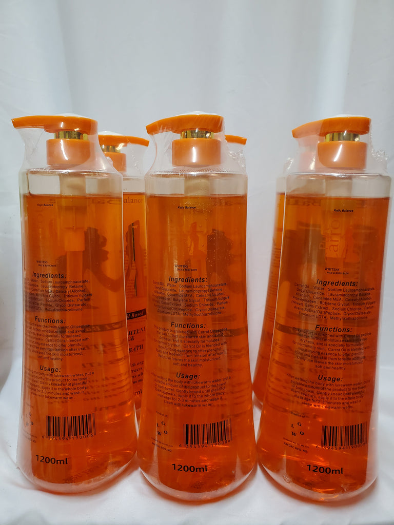 PURE CARROT BIO BALANCE CARROT OIL BASED ULTRAL LIGHENING FACE & BODY BATH 1200ML