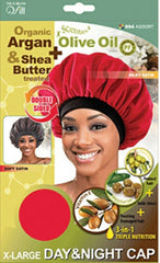 M&M QFITT ORGANIC ARGAN & SHEA BUTTER + OLIVE OIL X-LARGE DAY & NIGHT CAP ASSORT