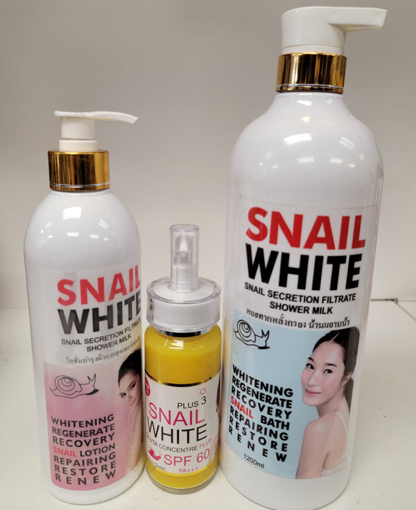 Snail White Whitening Body Lotion 500ml + Serum+ Shower Gel