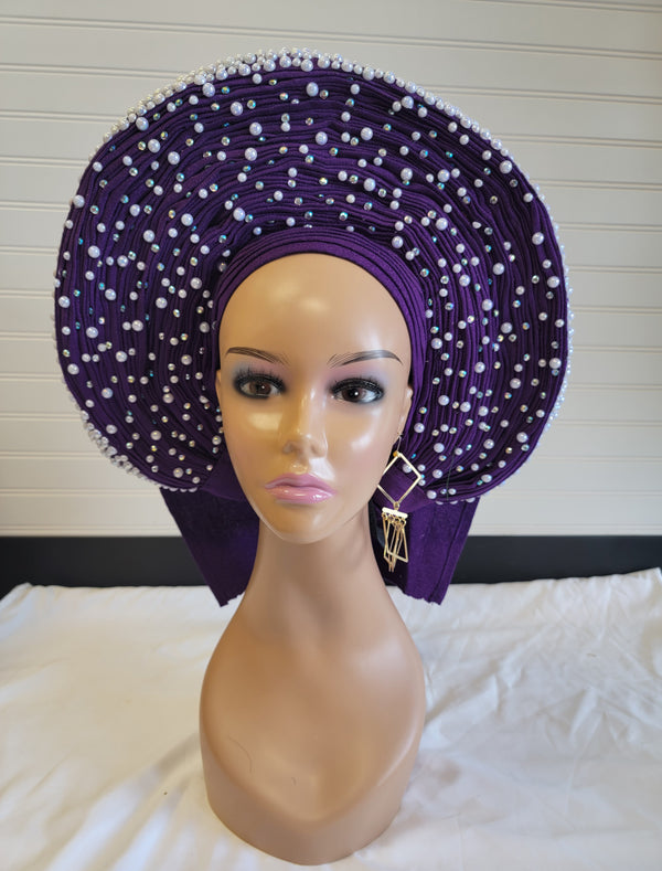 Classic Purple  Auto Gele Ready-Made