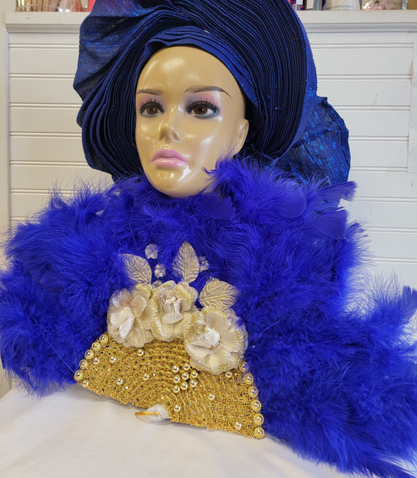 Royal Blue Bridal  hand fan