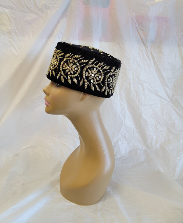 Groom brass beaded bendable cap(fila), velvet cap for Kings, custom made groom Royal hat, luxury cap, fila, men's fashion