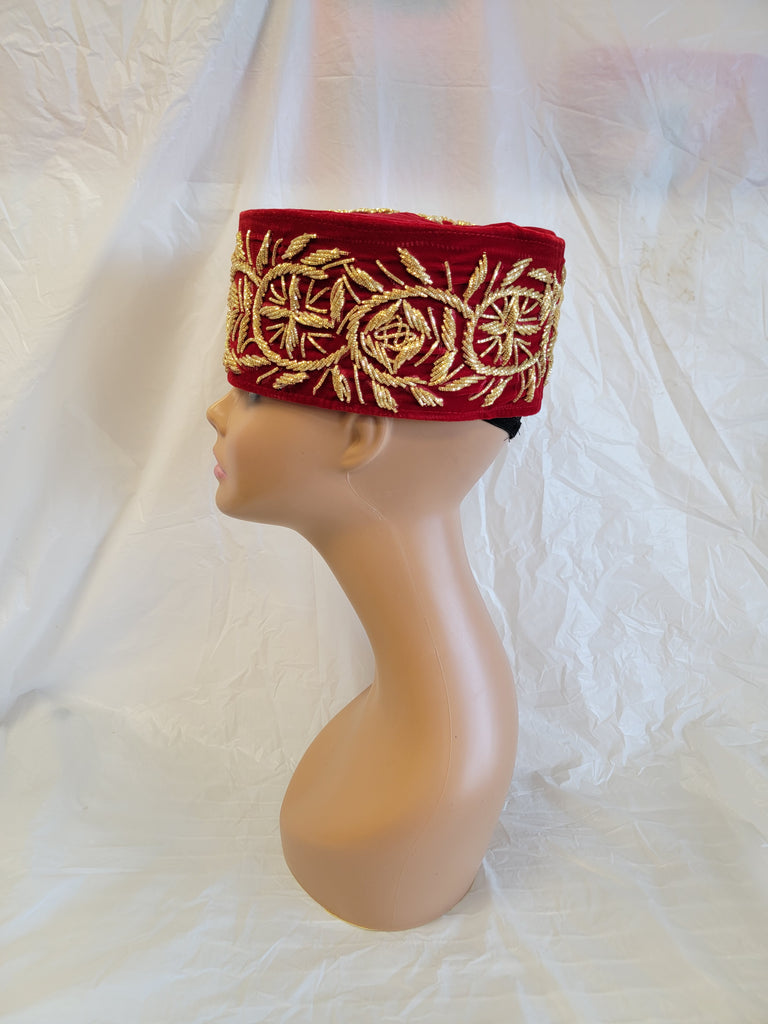 African Men's Wedding Valvet Cap Beaded Cap