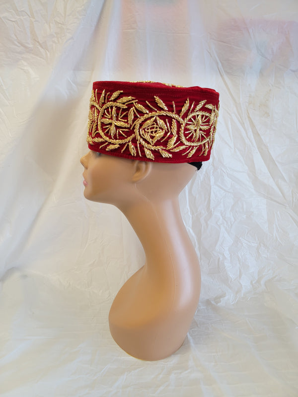 African Men's Wedding Valvet Cap Beaded Cap