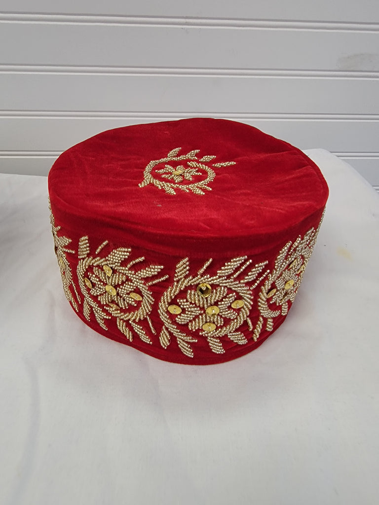 Red  Luxury  Traditional  Men's Cap king African wedding hat