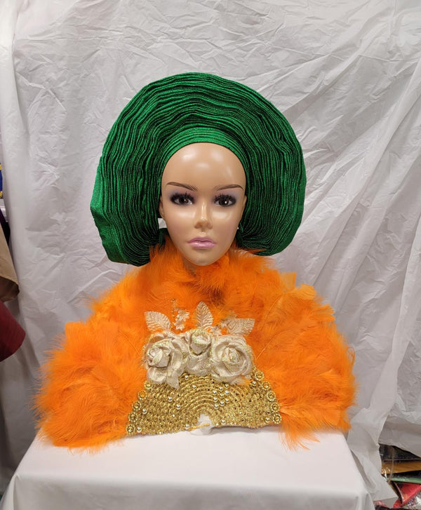 Orange Bridal feathers  Hand Fan