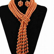 Coral Beads Jewelry Set - Ladybee Swiss Lace