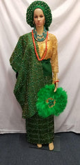 FULLY STONES BRIDAL SET OUTFIT WRAPPER, SHOULDER SHAWL & HEADTIE & CAP, HEADTIE IS NOT AUTO GELE