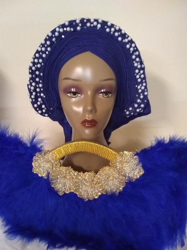 ROYAL BLUE HEADTIE  READYMADE AUTO GELE