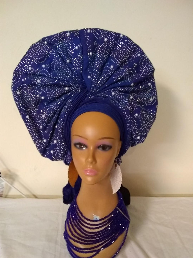 ROYAL BLUE AUTO GELE HEADTIE