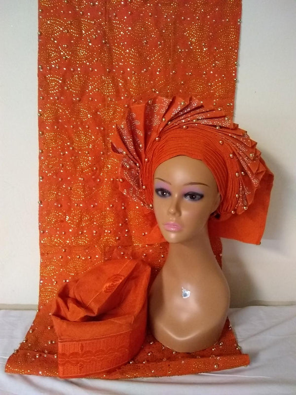 HEADTIE WITH CAP AND SHOUDER SHAWL - Ladybee Swiss Lace