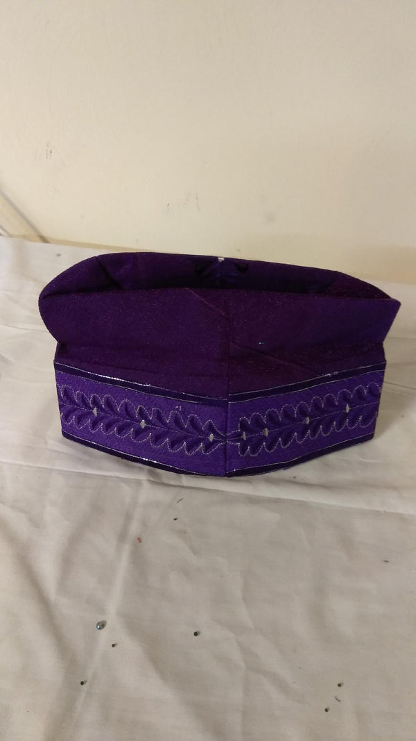 PURPLE Nigerian Traditional  Native  Wear Men Cap for Traditional Ceremoneis - Ladybee Swiss Lace