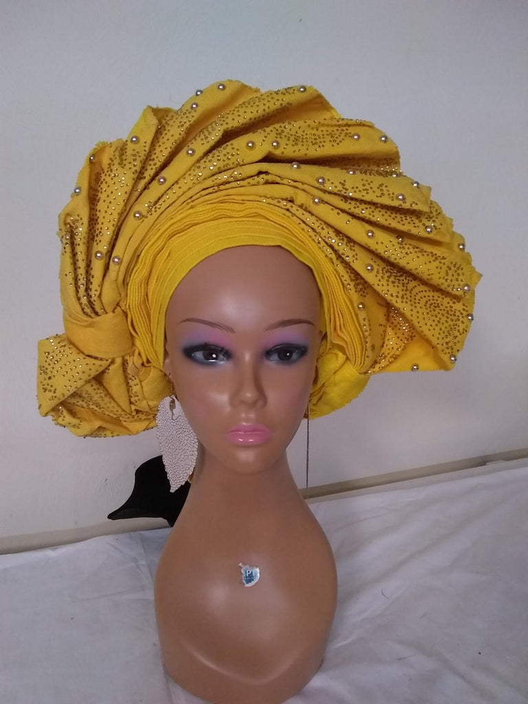 YELLOW AUTO GELE WITH FULLY STONES