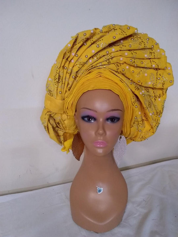BEAUTIFUL YELLOW HEADTIE AUTO GELE