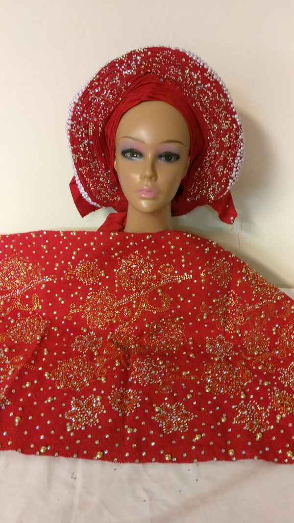 COMPLETE SET OF HEAD TIE AND SHOULDER SHAWL - Ladybee Swiss Lace