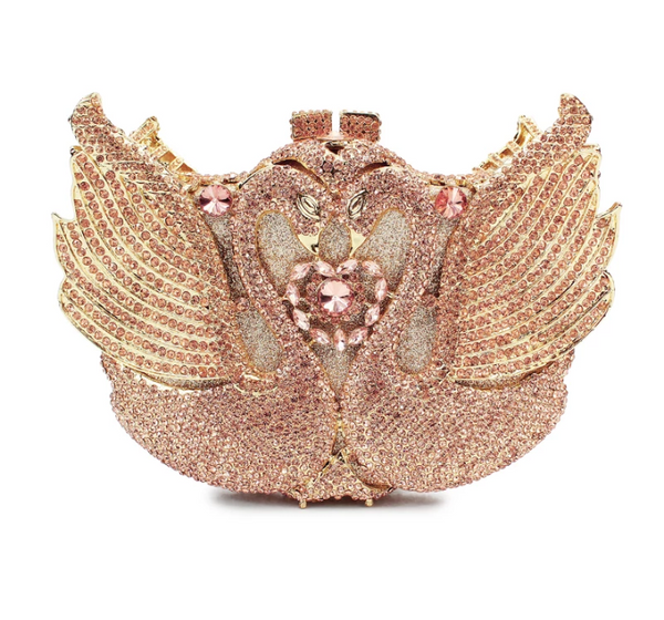 EXQUISITE CLASSIC  DAZZING CRYSTAL  PEACH  PARTY PURSE - Ladybee Swiss Lace