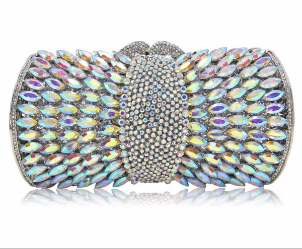 SILVER EXQUISITE CLASSIC  DAZZING CRYSTAL  BAG - Ladybee Swiss Lace