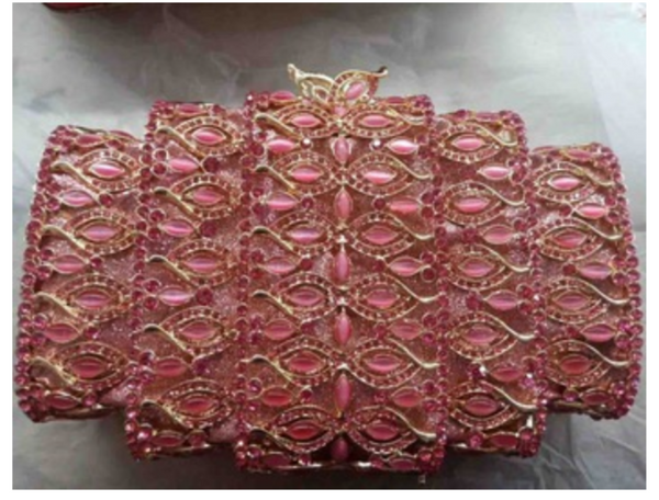 EXQUISITE CLASSIC DAZZING CRYSTAL PINK PARTY PURSE