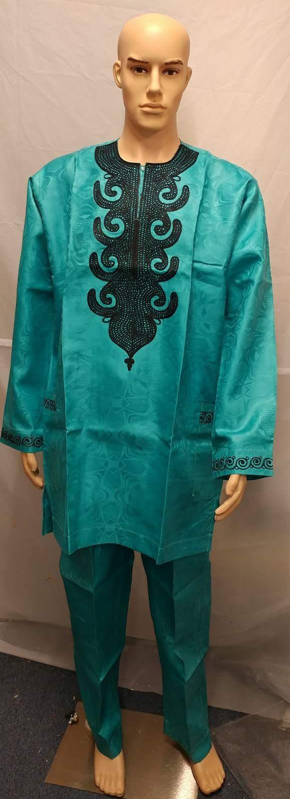 African Men Clothing with  Ebroidered - Ladybee Swiss Lace
