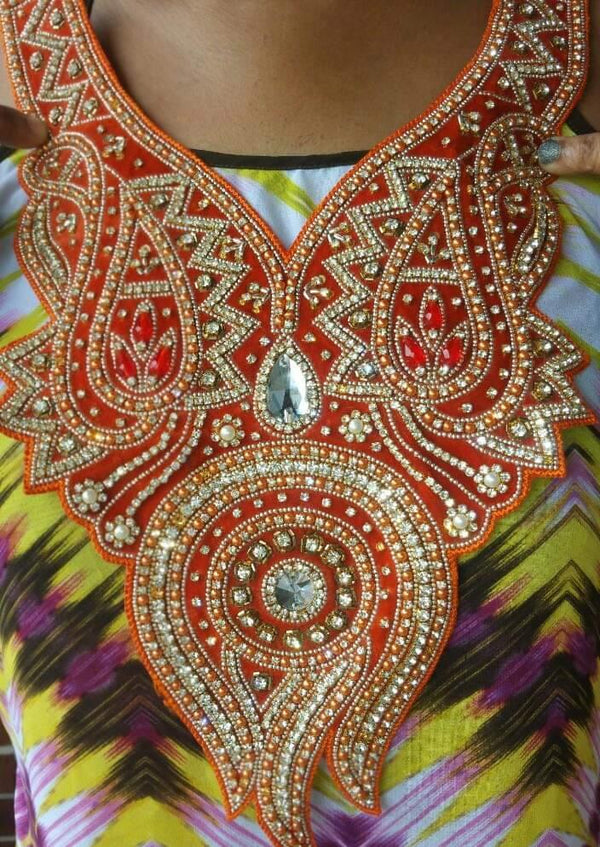 African Neckline Applique 223