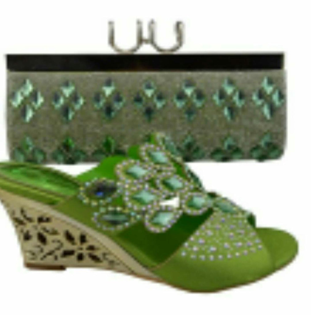 Beautiful Green  Shoes Set - Ladybee Swiss Lace