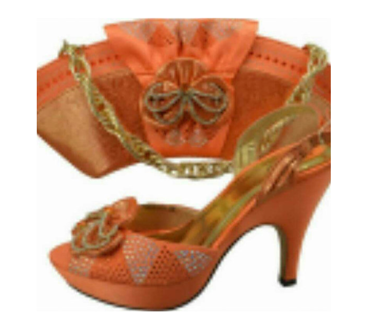 Beautiful Orange Shoes & Bag - Ladybee Swiss Lace